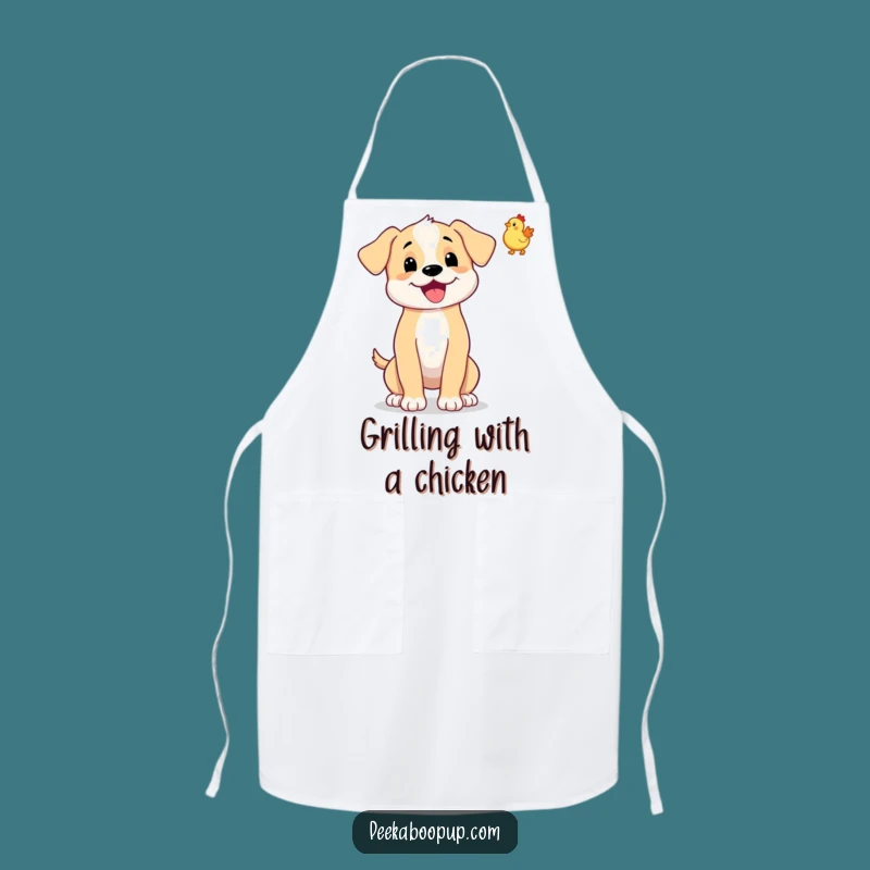 Funny Puppy Rubber Chicken Toss Apron - Kitchen Wearable Art Gift