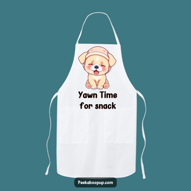 Funny Puppy Apron - Sleepy Yawn Dog in Velvet Hat, Kitchen Funny Gift