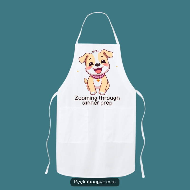 Funny Joyous Puppy Zoomie Apron - Kitchen Wearable Art Gift
