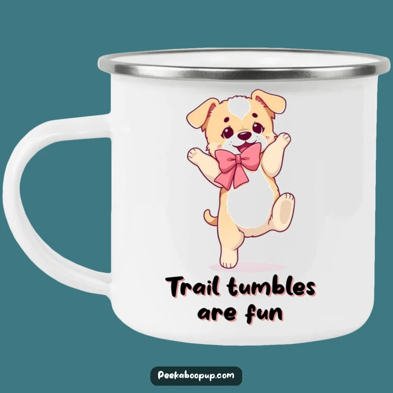 Funny Clumsy Puppy Somersault Camping Mug - Goofy Outdoor Gift