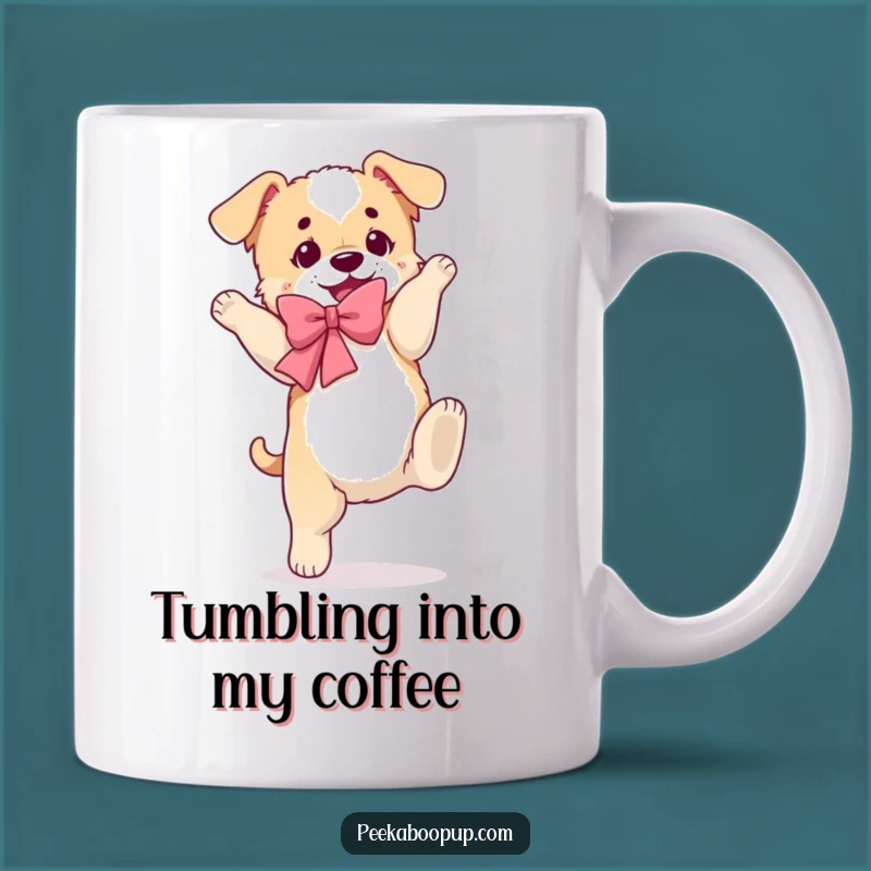 Funny Clumsy Puppy Somersault Mug - Adorable Mishap Gift Idea