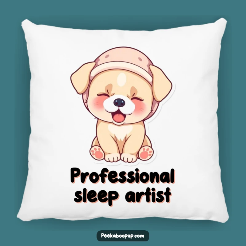 Funny Puppy Pillow - Sleepy Yawn Dog in Velvet Hat Comfort, Cute Funny Gift