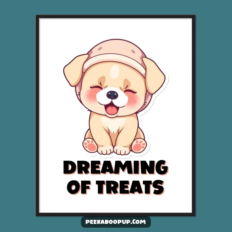 Funny Puppy Digital Art - Sleepy Yawn Dog in Velvet Hat, Instant Download Gift