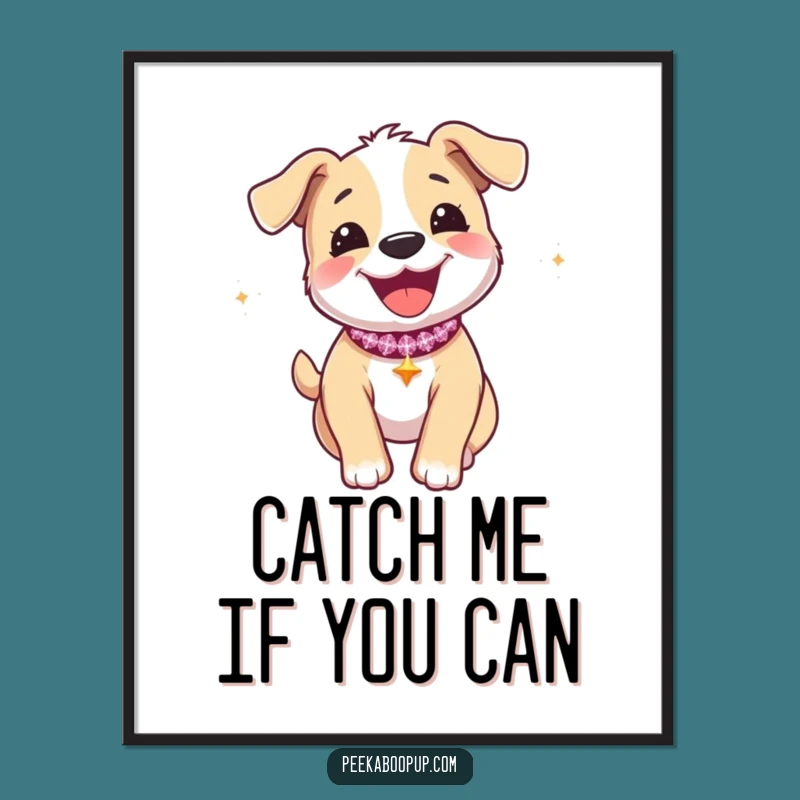 Funny Joyous Puppy Zoomie Digital Art - Printable Decor Gift