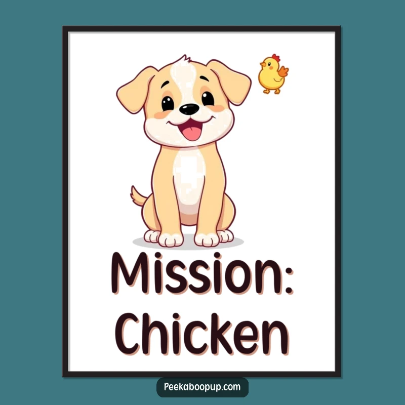 Funny Puppy Rubber Chicken Toss Digital Art - Printable Decor Gift