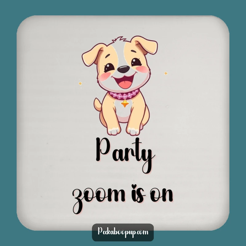 Funny Joyous Puppy Zoomie Drink Coaster - Protect Surfaces Gift