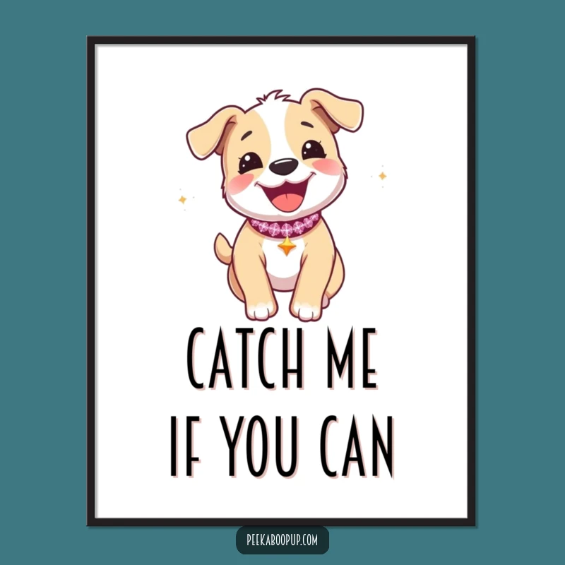 Funny Joyous Puppy Zoomie Poster - High-Energy Dog Wall Art Gift