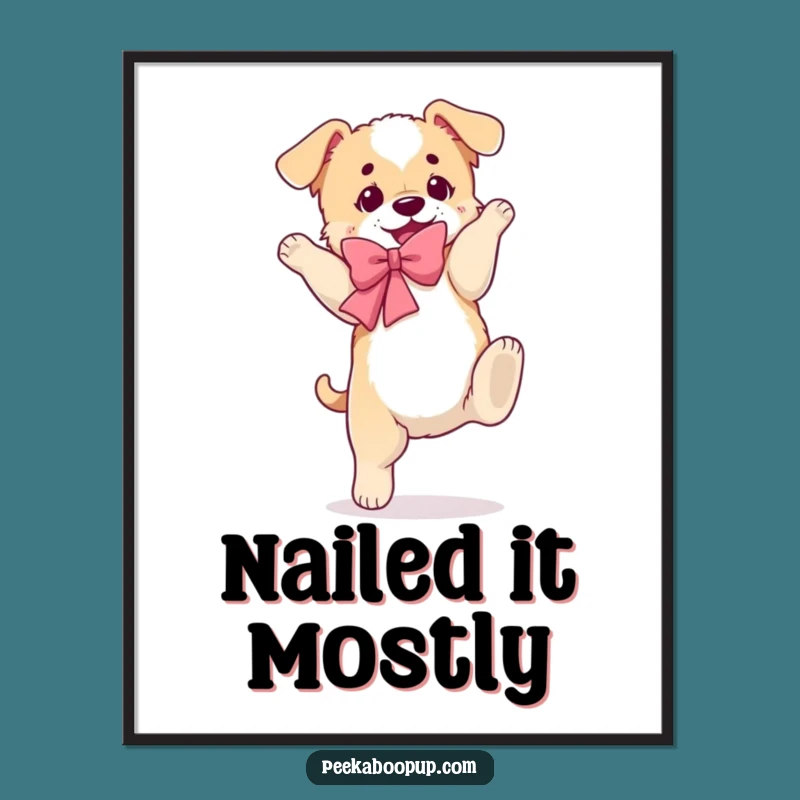 Funny Clumsy Puppy Somersault Poster - Goofy Dog Wall Art Gift