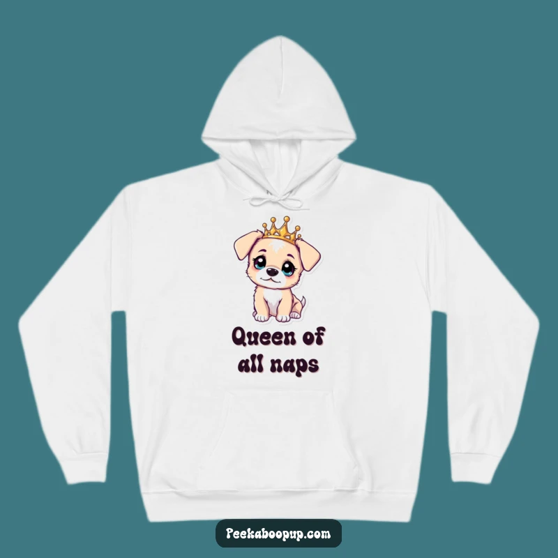 Funny Curious Puppy Tiara Hoodie - Cozy Royal Dog Lover Gift