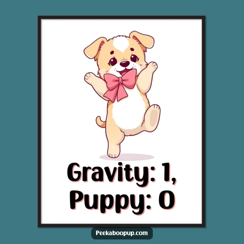 Funny Free Printable Wall Art: Clumsy Puppy Somersault Decor