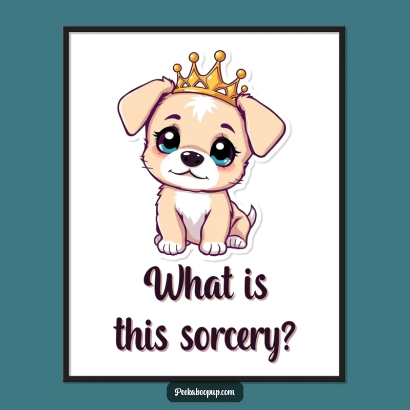 Funny Free Printable Wall Art: Curious Puppy Tiara Decor