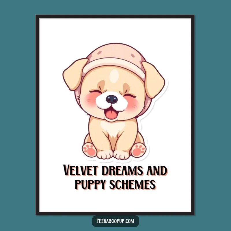 Free Printable Wall Art: Sleepy Puppy Yawn Cozy Decor Downloadable Gift