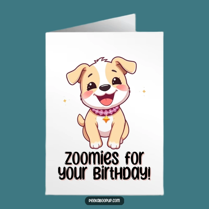 Free Printable Birthday Card: Happy Puppy Zoomie Funny Gift