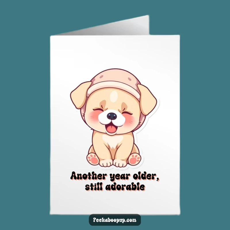 Free Printable Birthday Card: Sleepy Puppy Yawn Funny Downloadable Gift