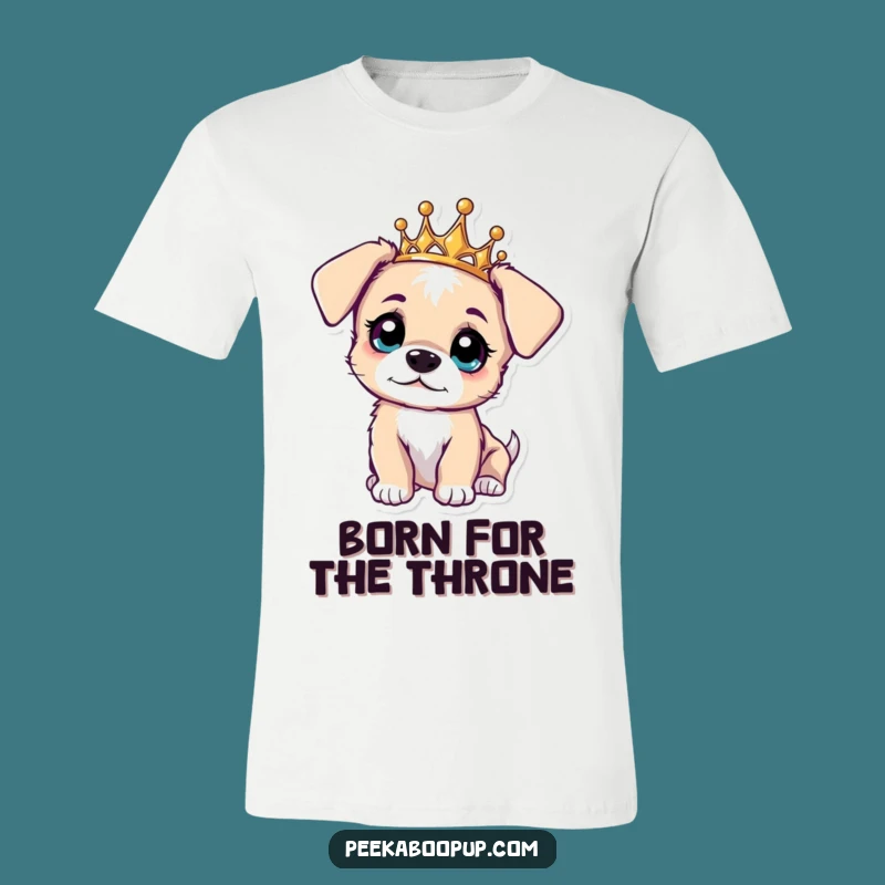 Funny Curious Puppy Tiara T-Shirt - Adorable Dog Graphic Tee Gift