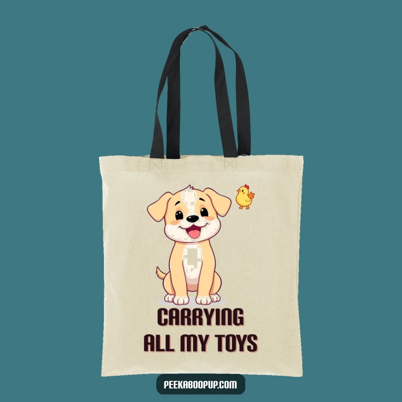 Funny Puppy Rubber Chicken Toss Tote Bag - Quirky Dog Accessory Gift